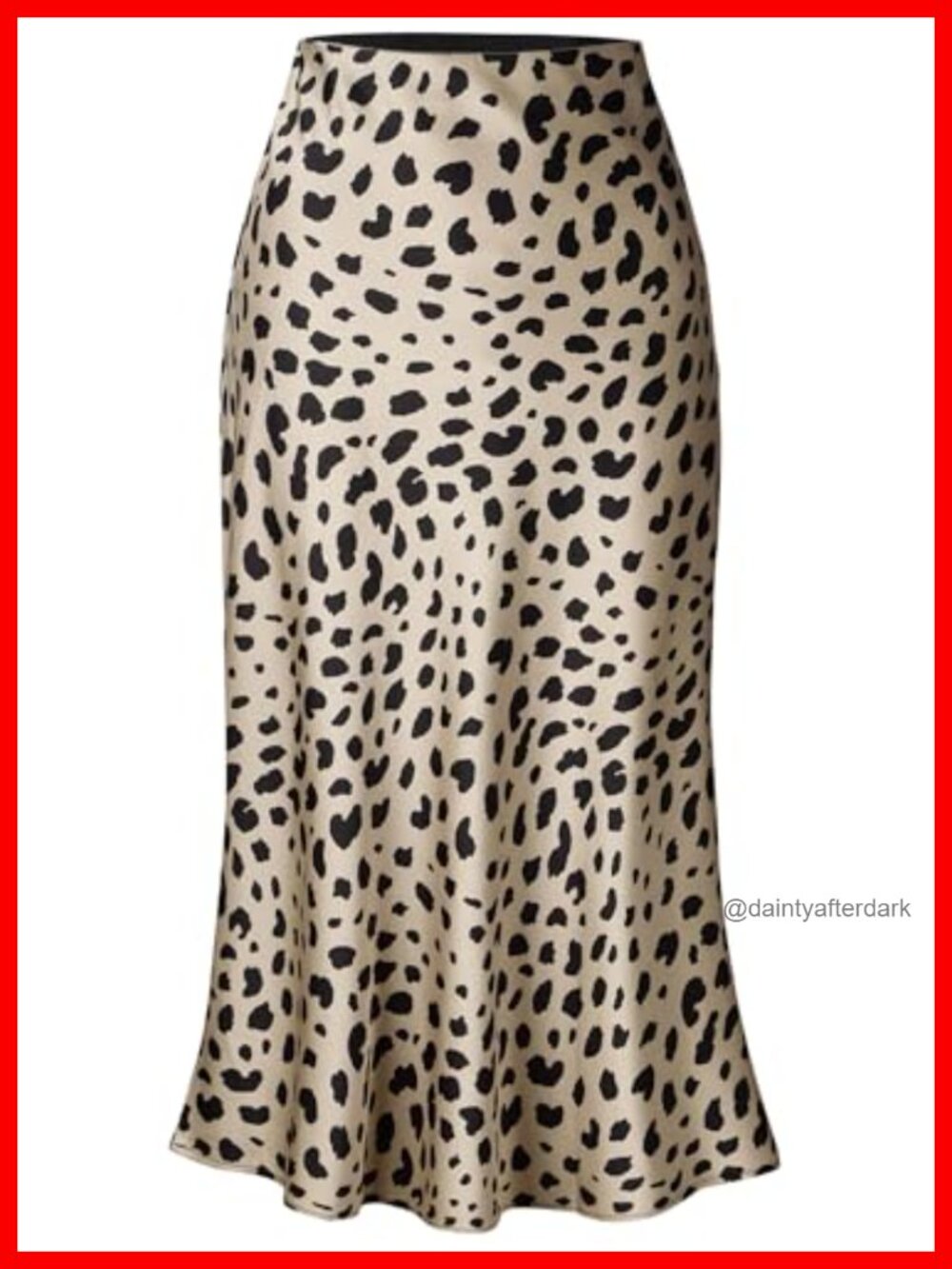 Women's Midi Skirt High Waist Silk Satin Elasticized Cheetah Casual Ladies Skirt